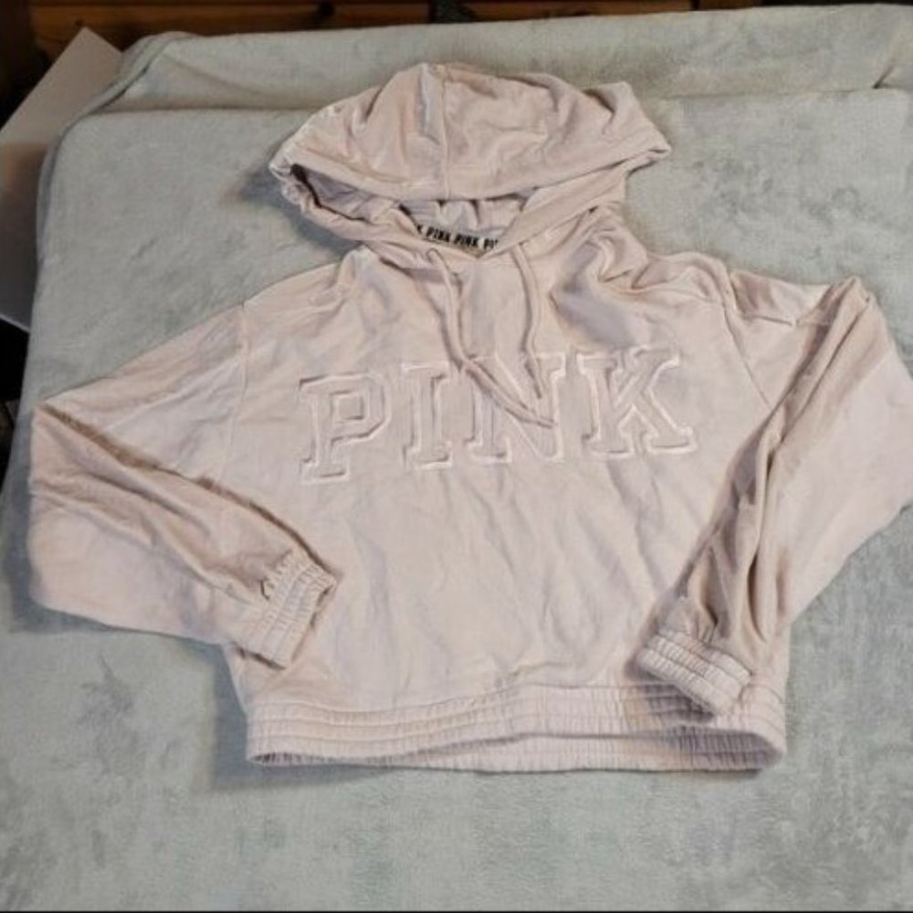 Victoria's secret pink cropped velour hoodie